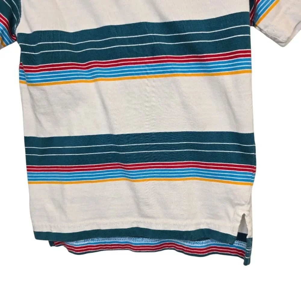Childrens Place Boys XS 4 Striped Teal Multicolor Short Sleeve Polo Shirt